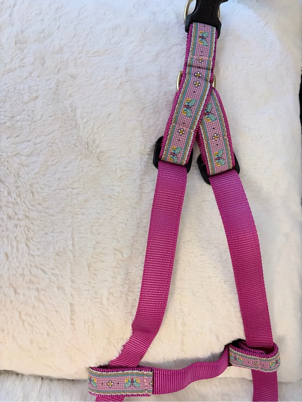 Pink Bistro Tile Dog Harness - Adjustable, size Medium